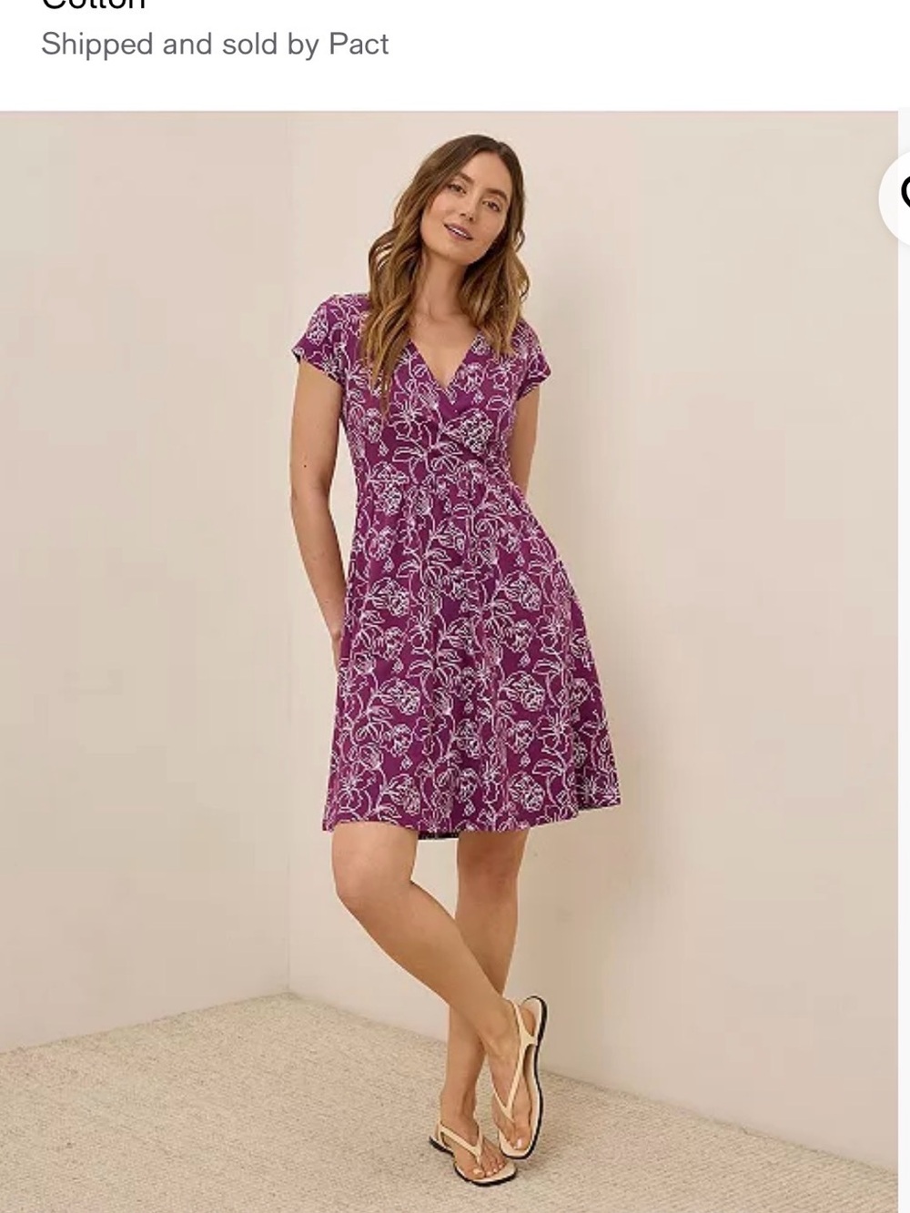 Pact Purple Floral V-Neck A-Line Dress